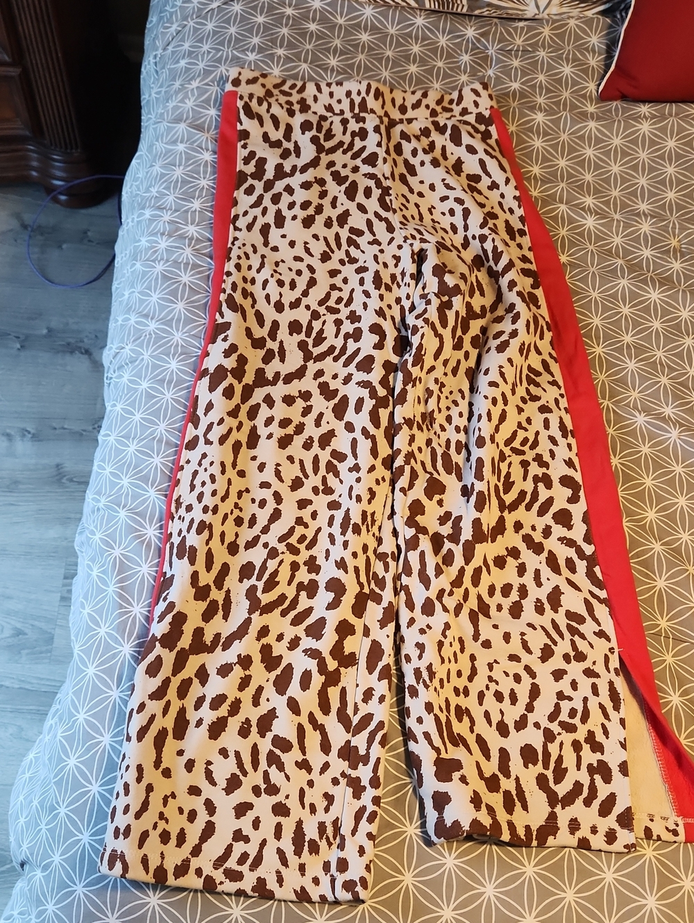 Grayson Threads Leopard Cotton Pants with Red Side Panels